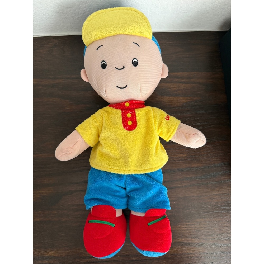 Caillou Plush Doll 14 Inch Soft Stuffed Toy Yellow Shirt Blue Shorts Red Shoes